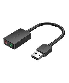 USB ხმის ბარათიVENTION CDYB0 2-port USB External Sound Card 0.15M Black-image | Hk.ge